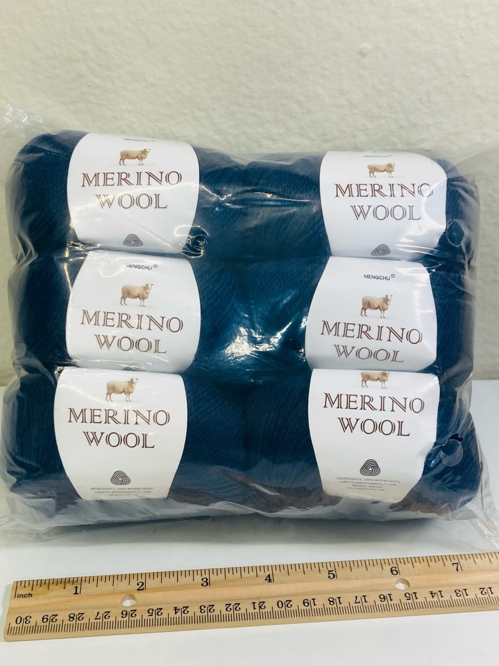 6 NWT ~300g Mengchu 100% Merino Wool Yarn Color Midnight Blue